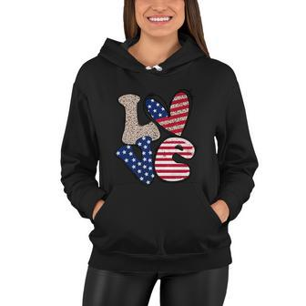 Love America Cute Funny 4Th Of July Independence Day Plus Size Graphic Women Hoodie - Monsterry