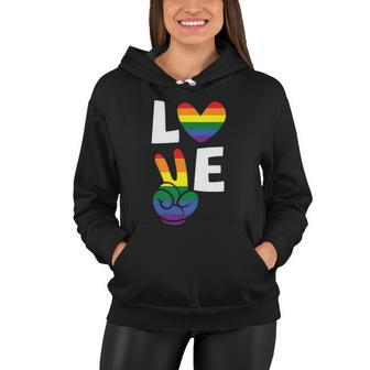 Love Heart Peace Lgbt Gay Pride Lesbian Bisexual Ally Quote Women Hoodie - Monsterry AU