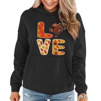 Love Thanksgiving Happy Thanksgiving Funny Turkey Women Hoodie - Thegiftio UK