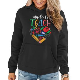 Made To Teach Design Cute Graphic For Men Women Teacher Women Hoodie Graphic Print Hooded Sweatshirt - Thegiftio UK