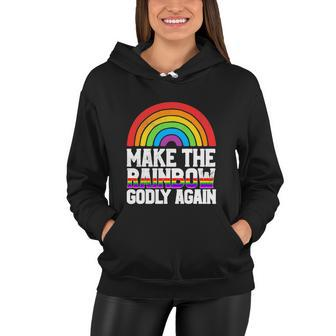 Make The Rainbow Godly Again Lgbt Funny Flag Gay Pride Women Hoodie - Thegiftio UK