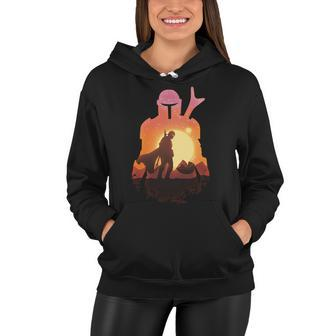 Mando Sunset Illustration Cool Graphic Tshirt Women Hoodie - Monsterry