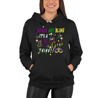Mardi Gras Beads And Bling Celebration Women Hoodie - Monsterry