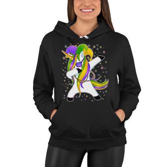 Mardi Gras Dabbing Unicorn V2 Women Hoodie - Monsterry DE