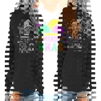 Mardi Gras T Mardi Gras 2022 Beads Mask Feathers V2 Women Hoodie Graphic Print Hooded Sweatshirt - Thegiftio