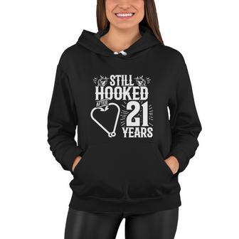 Married 21 Years Fishing Couple 21St Wedding Anniversary Women Hoodie - Monsterry