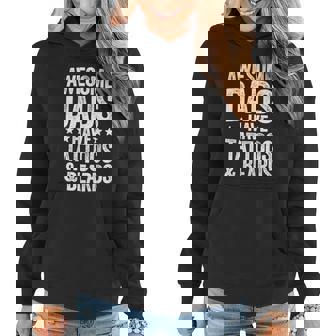 Mens Awesome Dads Have Tattoos And Beards Fathers Day Women Hoodie - Thegiftio
