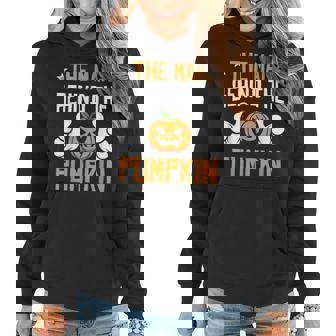 Mens Funny Halloween The Man Behind The Pumpkin Baby Shower Gift Women Hoodie Graphic Print Hooded Sweatshirt - Thegiftio