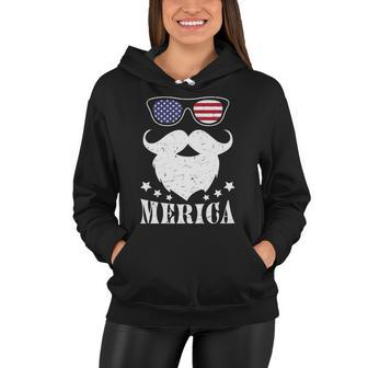 Merica America Graphic Plus Size Glasses Mustache Shirt For Men Boy Unisex Premi Women Hoodie - Thegiftio UK