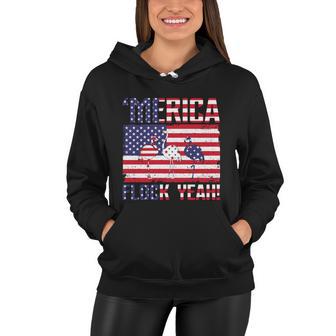 Merica Flamingo Usa Flag 4Th Of July Flock Yeah Graphic Plus Size Shirt Women Hoodie - Monsterry DE