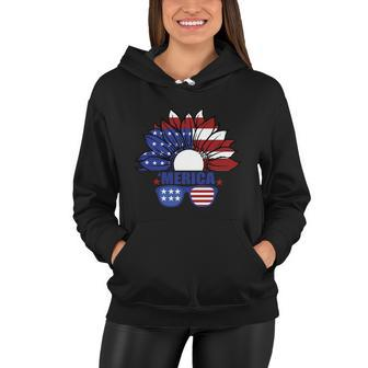 Merica Sunflower America Flag 4Th Of July Independence Day Patriotic Women Hoodie - Monsterry