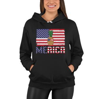 Merican Pineapple Usa Flag Graphic 4Th July Plus Size Shirt Women Hoodie - Monsterry