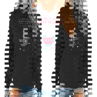 Merry Xmas Happy Cat Year V2 Women Hoodie Graphic Print Hooded Sweatshirt - Thegiftio