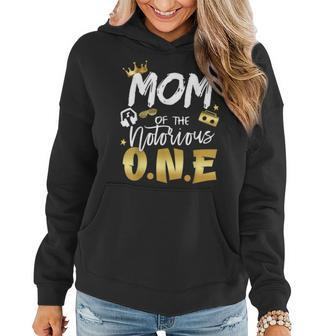 Mom Of The Notorious One Old School Hip Hop 1St Birthday Women Hoodie Graphic Print Hooded Sweatshirt - Thegiftio UK
