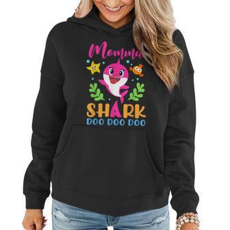 Momma Shark Momma Shark Lover Family Mothers Day Women Hoodie Graphic Print Hooded Sweatshirt - Thegiftio UK