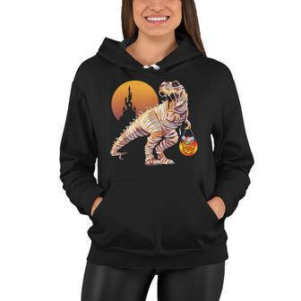 Mummy T-Rex Dinosaur Trick Or Treat Halloween Women Hoodie - Seseable