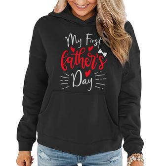 My First Fathers Day Funny New Dad To Be Daddy Gift Quote Graphic Design Printed Casual Daily Basic Women Hoodie - Thegiftio UK
