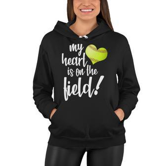 My Heart Is On The Field Baseball Player Women Hoodie - Monsterry