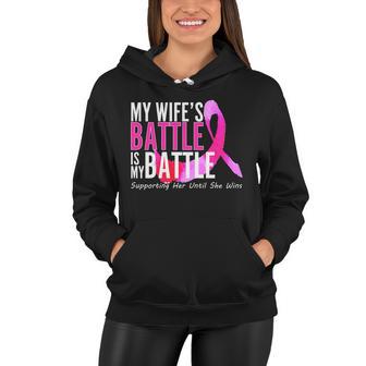 My Wifes Battle Is My Battle Breast Cancer Tshirt Women Hoodie - Monsterry AU