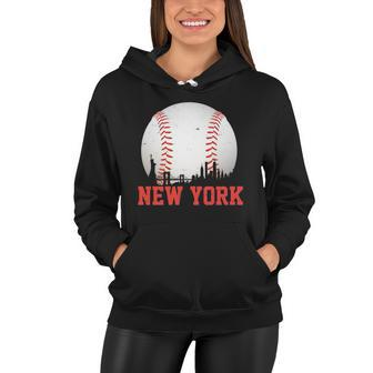 New York Skyline Baseball Sports Fan Women Hoodie - Monsterry CA