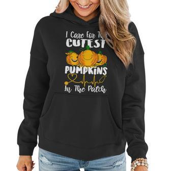 Nicu Nurse Halloween I Care For The Cutest Pumpkins In Patch Women Hoodie Graphic Print Hooded Sweatshirt - Thegiftio UK