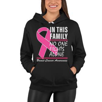 No One Fights Alone Breast Cancer Awareness Ribbon Women Hoodie - Monsterry