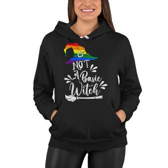 Not A Basic Witch Rainbow Witch Lgbt Halloween Lesbian Pride Women Hoodie - Seseable
