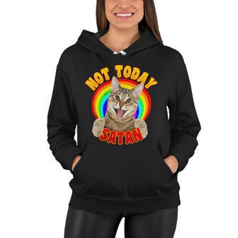 Not Today Satan Funny Cat Rainbow Women Hoodie - Monsterry DE