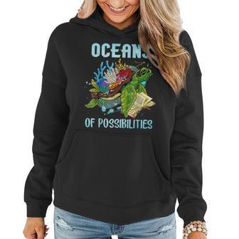 Oceans Of Possibilities Summer Reading 2022 Turtle Women Hoodie Graphic Print Hooded Sweatshirt - Thegiftio UK