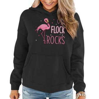 Our Flock Rocks Flamingo Mothers Day Gift Women Hoodie Graphic Print Hooded Sweatshirt - Thegiftio UK