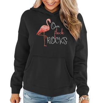 Our Flock Rocks Flamingo Mothers Day Mothers Women Girls Women Hoodie Graphic Print Hooded Sweatshirt - Thegiftio UK