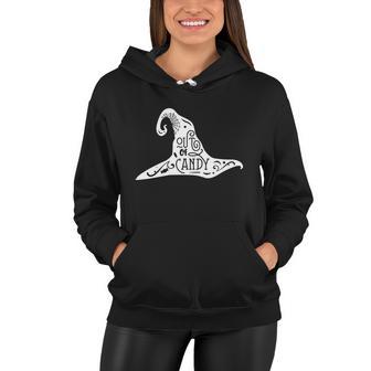 Out Of Candy Witch Hat Funny Halloween Quote Women Hoodie - Monsterry