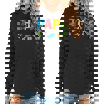 Papa Master Builder Building Bricks Blocks Family Set Parent Women Hoodie Graphic Print Hooded Sweatshirt - Thegiftio