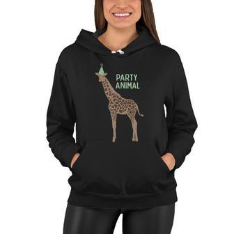 Party Animal Giraffe Birthday Giraffe Birthday Women Hoodie - Monsterry