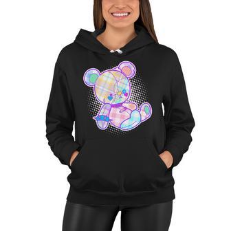 Pastel Kawaii Cute Goth Punk Teddy Bear Women Hoodie - Monsterry