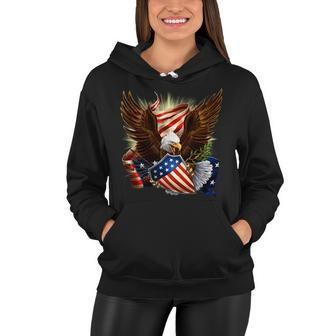 Patriot Eagle American Shield Tshirt Women Hoodie - Monsterry