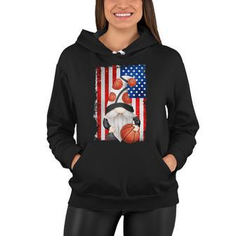 Patriotic American Flag Funny Gnome For Proud Basketball Dad Meaningful Gift Women Hoodie - Monsterry CA