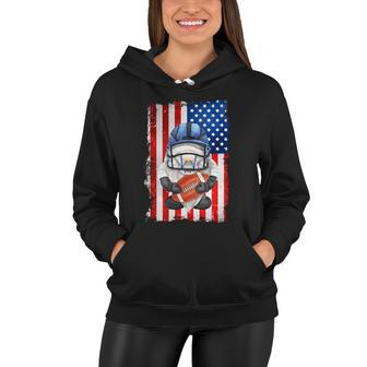 Patriotic Football Dad With Funny Gnome And American Flag Gift Women Hoodie - Monsterry