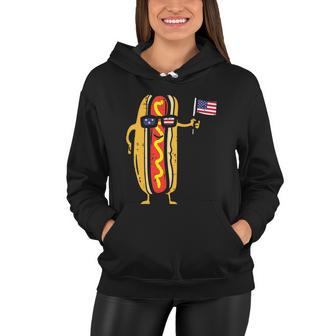 Patriotic Hot Dog American Flag Usa Funny 4Th Of July Fourth Women Hoodie - Monsterry CA