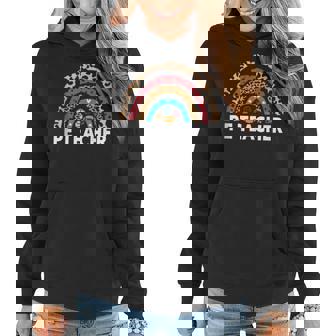 Pe Teacher - Physical Education Teacher Leopard Rainbow Women Hoodie - Thegiftio