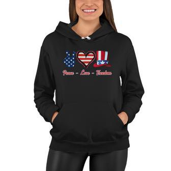 Peace Love Freedom Flag Usa 4Th Of July Women Hoodie - Monsterry UK
