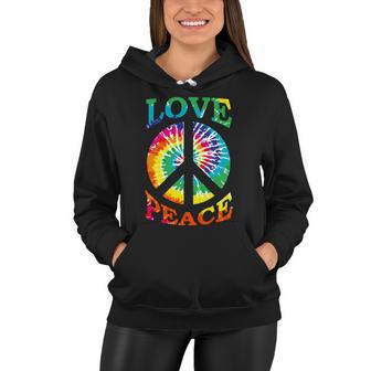 Peace Sign Love Retro 60S 70S Tie Dye Hippie Costume Women Hoodie - Thegiftio UK