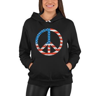 Peace Sign Usa Flag 4Th Of July Women Hoodie - Monsterry CA