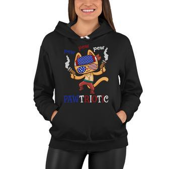 Pew Pew Pawtriotic Cat 4Th Of July Cute Plus Size Graphic Shirt For Men Women Women Hoodie - Monsterry AU