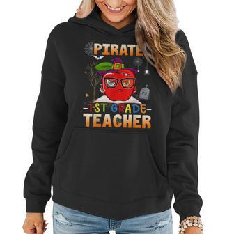 Pirate 1St Grade Teacher For Halloween Funny Pirate Day Women Hoodie Graphic Print Hooded Sweatshirt - Thegiftio UK