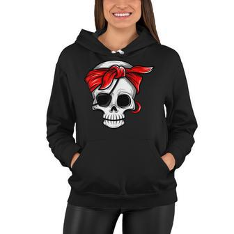 Pirate Dead With Eye Patch Red Bandana Halloween Diy Costume Women Hoodie - Seseable