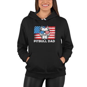 Pitbull Dad American Flag For 4Th Of July Women Hoodie - Monsterry