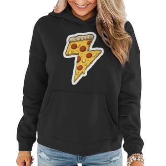 Pizza Lightning Bolt Women Hoodie Graphic Print Hooded Sweatshirt - Thegiftio UK