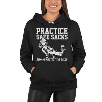 Practice Safe Sacks Funny Football Tshirt Women Hoodie - Monsterry CA