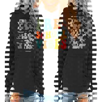 Preschool Vibes Prek Teacher Women Bach To School Women Hoodie Graphic Print Hooded Sweatshirt - Thegiftio